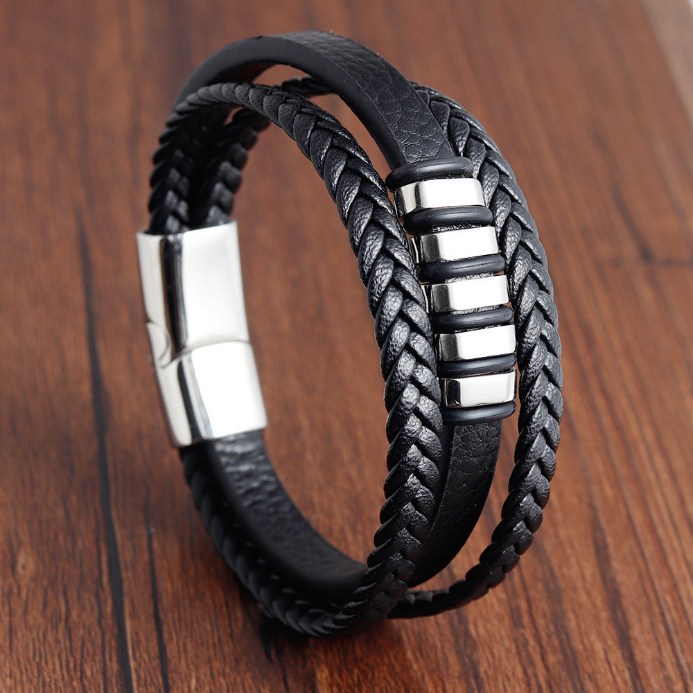 New Fashion Trendy Men's Simple Braided Multi-Layer Bracelet Jewelry, Bracelet For Men High Quality