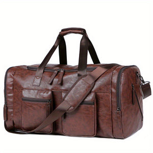 Men'S Genuine Travel Duffel Bag - Adjustable Shoulder Straps, Multiple Compartments, Durable & Stylish for Weekends, Trips & Daily Use (Black), Luggage for Travel, Secure Zipper Closure