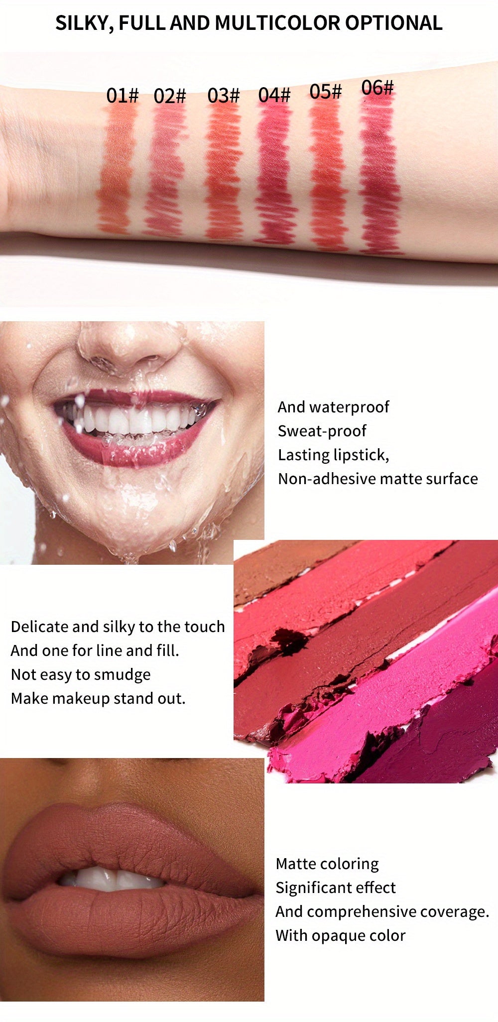 Lip Pencil Waterproof Non-halo Lipstick Pen Pink Matte Lip Gloss Rotating Lip Liner Set Valentine's Day Gifts