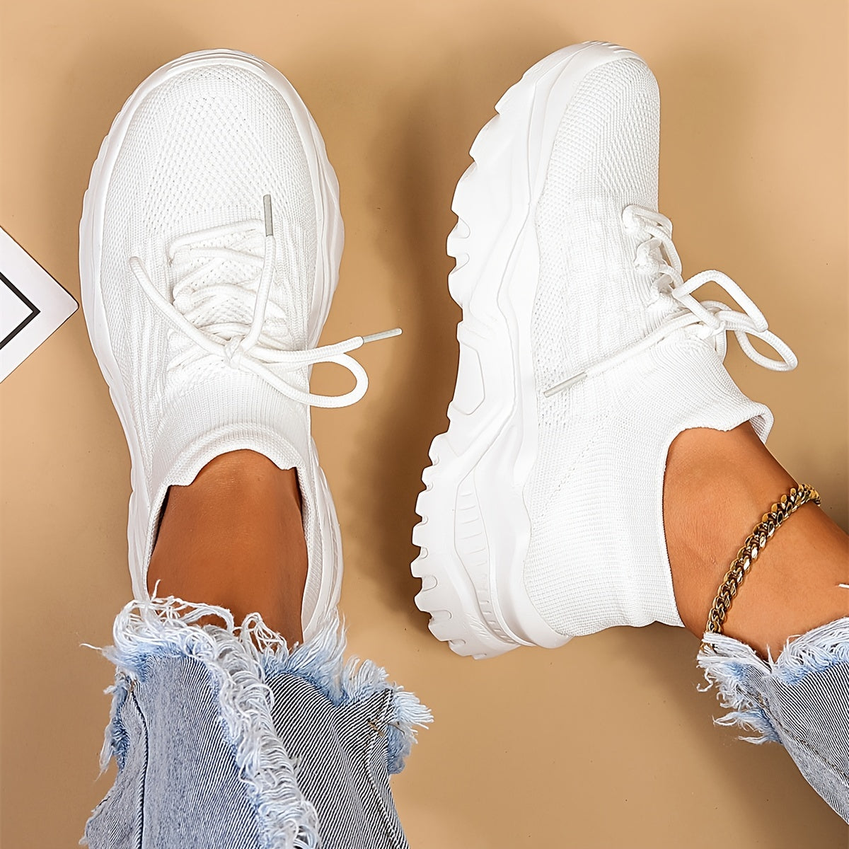 Chic Womens Breathable Knit Sneakers - Slip-On Design, Lightweight Comfort, Ideal for Casual Wear & Running