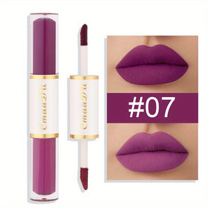 Double Ended Lip Gloss, Matte Velvet Satin Texture, Vivid Color Rendering Lip Glaze Long Lasting Waterproof Liquid Lipsticks ( 8 Colors ) Valentine's Day Gifts