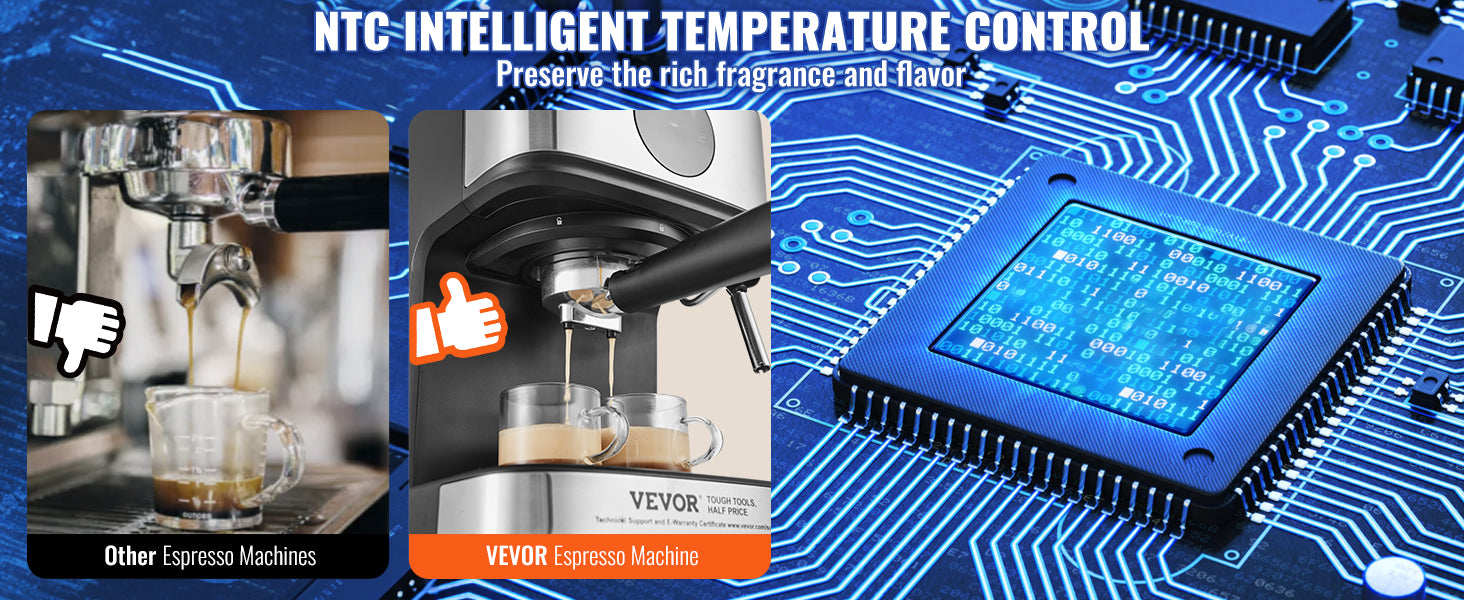 VEVOR Espresso Machine 15 Bar Coffee and Espresso Maker with Milk Frother Steam Wand Professional Semi-Automatic Latte Machine - You Offer