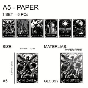 6pcs/set Black White Tarot Posters Wall Art, Living Room Bedroom Modern Wall Painting No Frame
