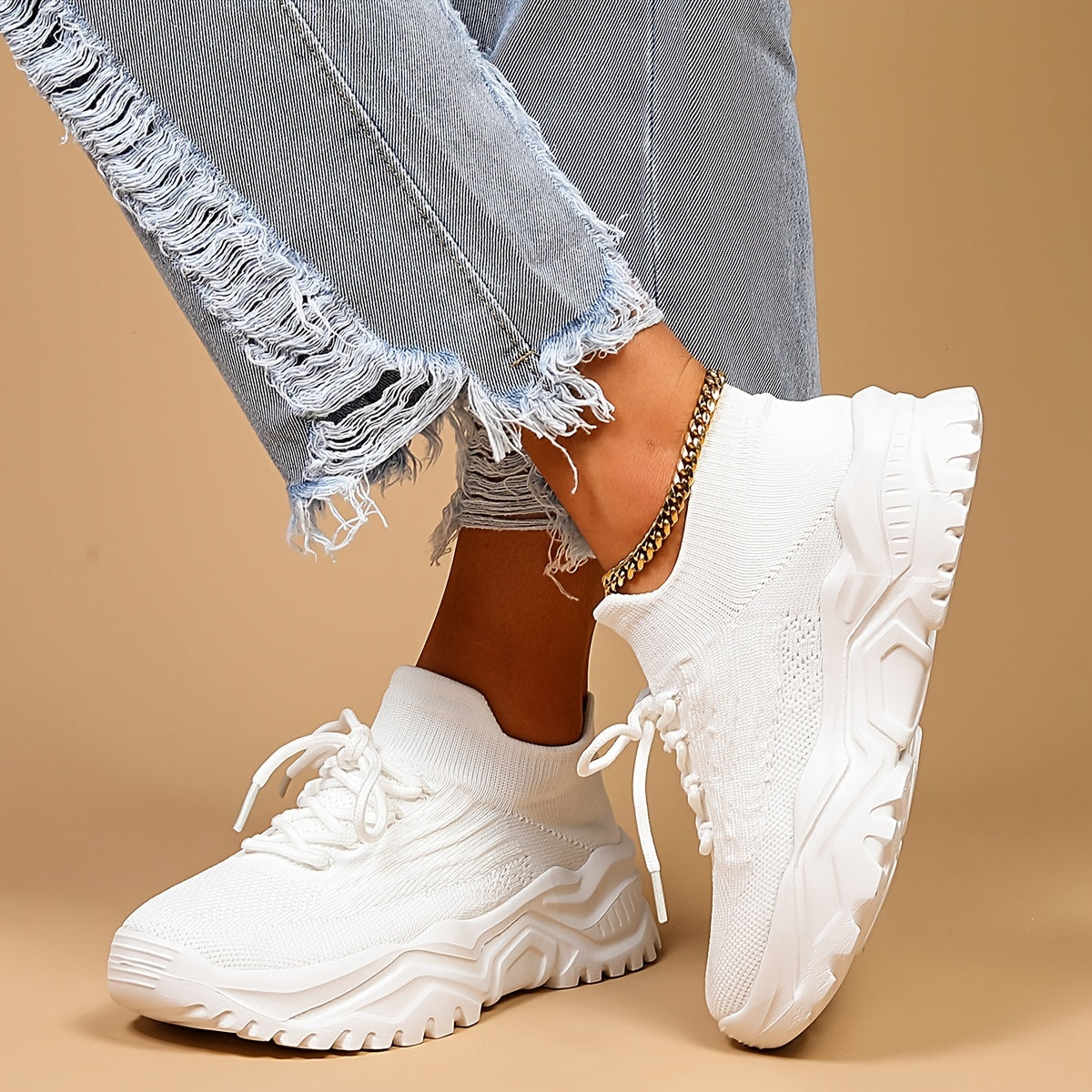 Chic Womens Breathable Knit Sneakers - Slip-On Design, Lightweight Comfort, Ideal for Casual Wear & Running