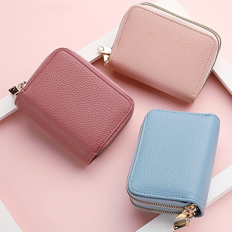 Double Zipper Wallet, Women's Short Credit Card Holder, Multifunctional Large Capacity Coin Purse