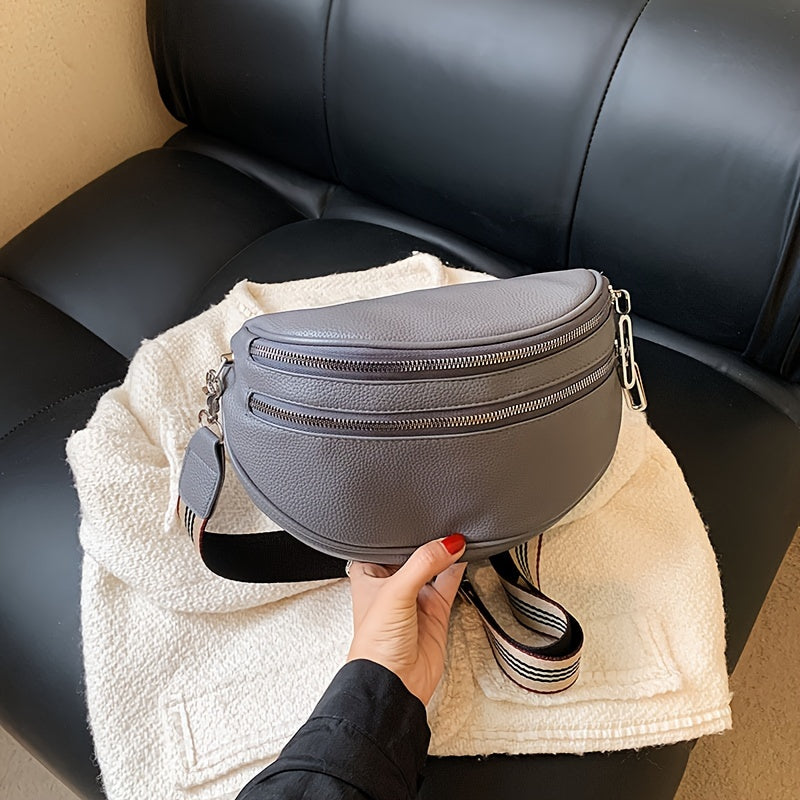 Elegant Convertible Faux Leather Bag: Chic Fanny Pack/Crossbody with Secure Zip & Adjustable Wide Strap for Stylish Women