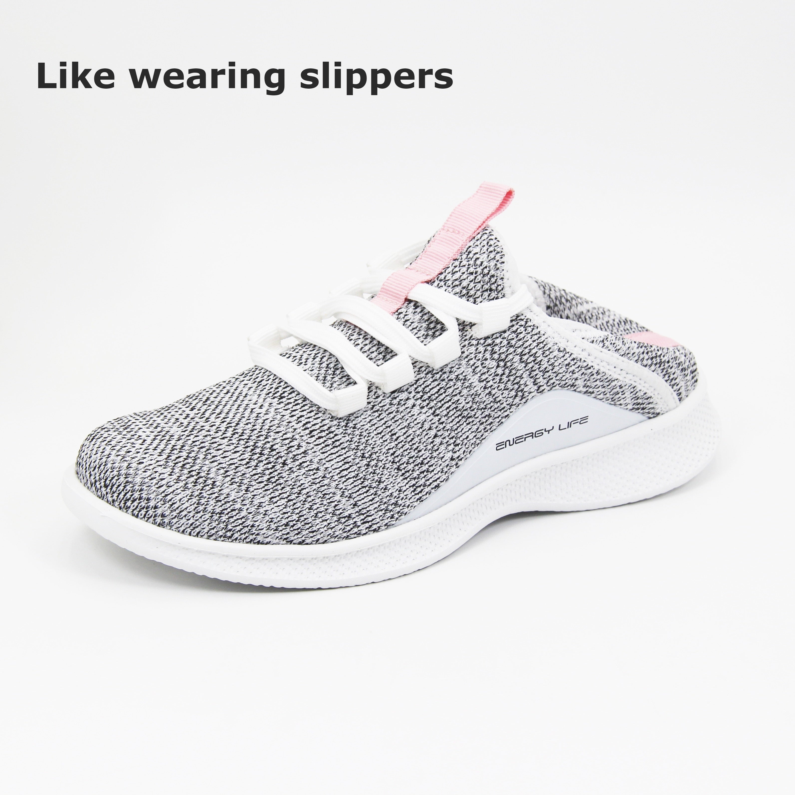 Women's Casual Slip-on Sneakers, Lightweight Lace Up Running Shoes, Knitted Low Top Sneakers