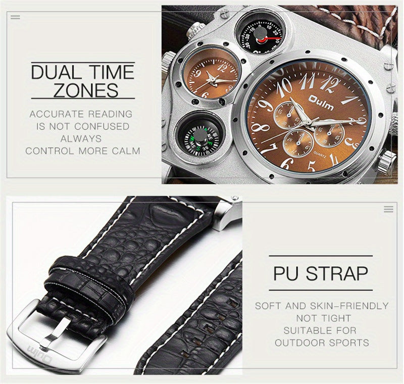 Men's Quartz Watch, Multi Dial With Compass, Casual Watch For Men, Ideal choice for Gifts