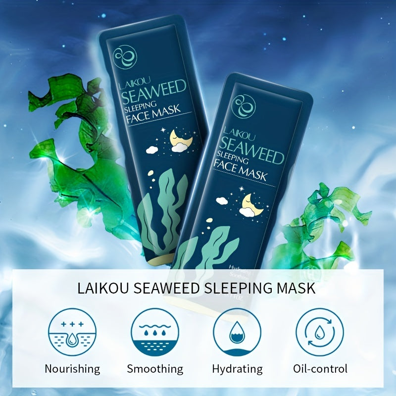 15pcs Seaweed Sleeping Mask, Oil Control Gel Mask, Free Washing Night Mask Travel Essential