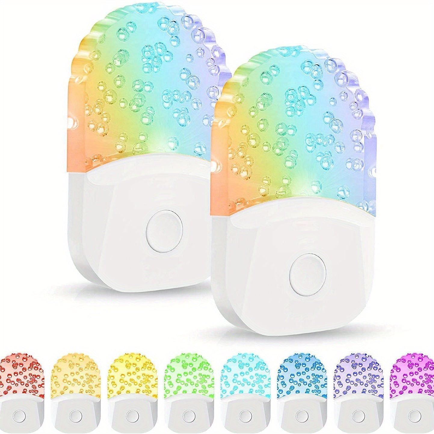 2pcs Night Lights Plug Into Wall, LED Night Light, 8-Color Changing RGB Night Light With Dusk To Dawn Sensor, RGB Mode Nightlight Christmas Gifts
