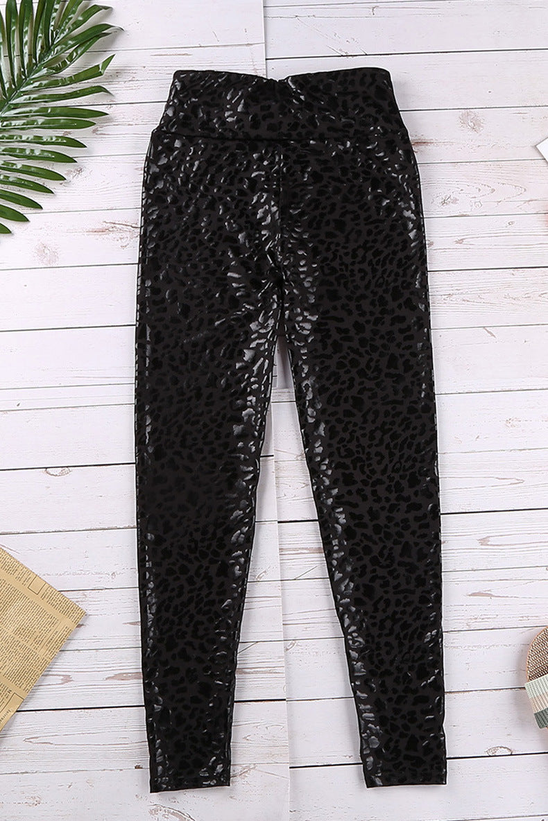 Solid Snake Print High Waist Leggings, Sexy Stretchy Long Length Spring & Summer Leggings, Women's Clothing
