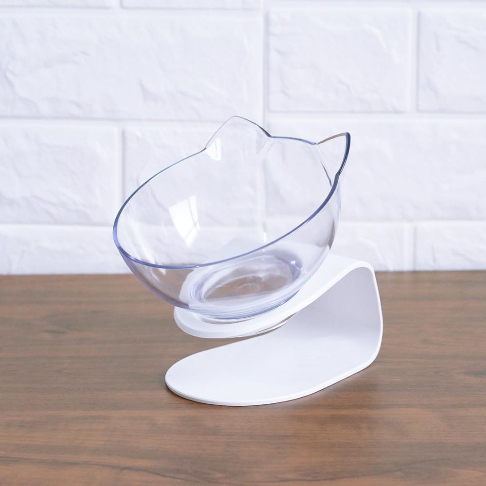 New Inclined Food Cat Ear Oblique Mouth Transparent Single Pet Bowl - You Offer