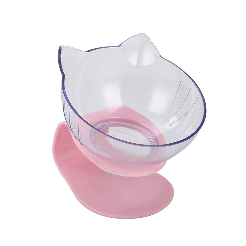 New Inclined Food Cat Ear Oblique Mouth Transparent Single Pet Bowl - You Offer