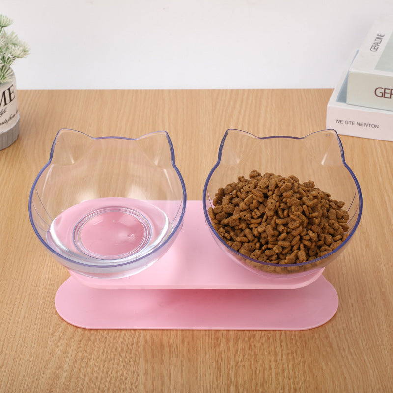 New Inclined Food Cat Ear Oblique Mouth Transparent Single Pet Bowl - You Offer