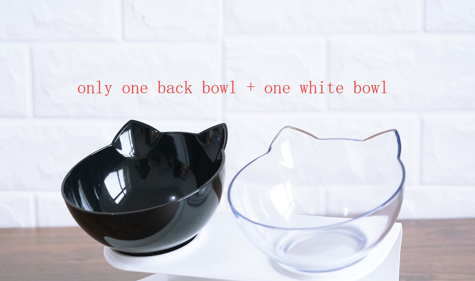 New Inclined Food Cat Ear Oblique Mouth Transparent Single Pet Bowl - You Offer