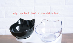 New Inclined Food Cat Ear Oblique Mouth Transparent Single Pet Bowl - You Offer