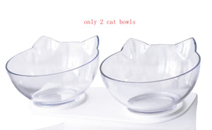 New Inclined Food Cat Ear Oblique Mouth Transparent Single Pet Bowl - You Offer