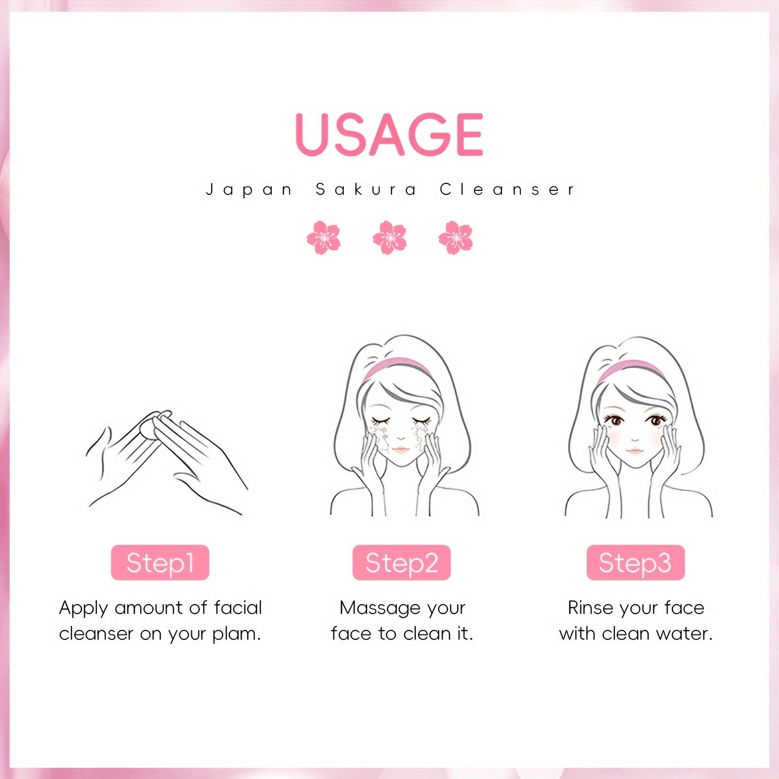 1pc Sakura Facial Cleanser, Foam Facial Cleanser, Deep Cleaning Moisturizing Cleanser