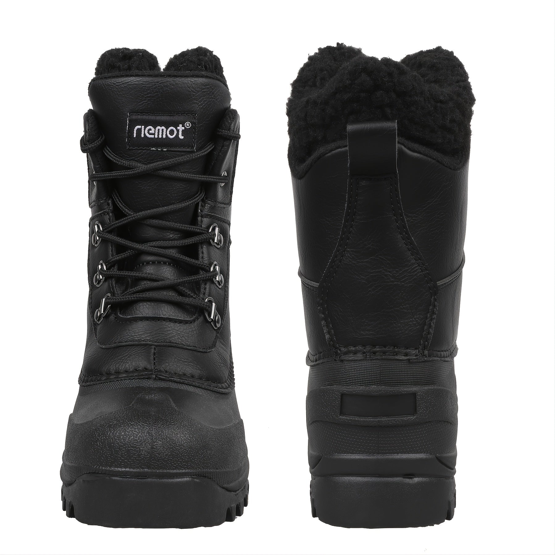 [Popular Choice] Riemot Men's High Quality Snow Boots - Durable, Non-Slip Traction Sole for Hiking, Trekking & Gardening - Warm Fleece Lined Ankle Support, Lace-Up Closure- Versatile All-Season Outdoor Footwear, Winter Hiking