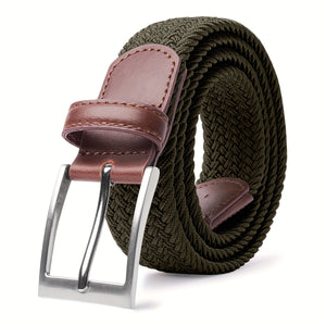 [LCG LUCHENGYI Elastic Belt] LCG LUCHENGYI Unisex Braided Elastic Belts | Stretch Woven Fabric with Square Buckle for Jeans, Golf Shirts, and Casual Wear | Black, Adjustable Fit, Structured Design, Durable Belt Fabric