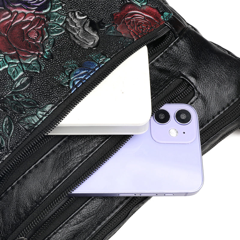 Fashionable Floral Print Crossbody Bag - Adjustable Strap, Zipper Closure, Foldable, Polyester Lining, Messenger Bag for Women - Casual, Stylish, and Practical