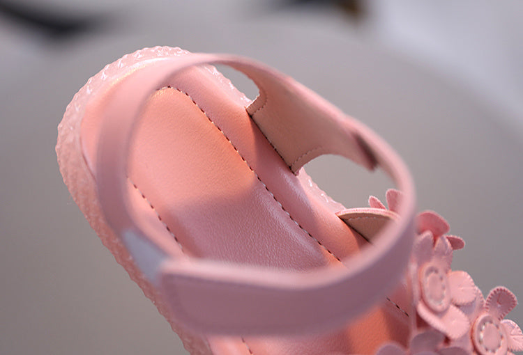 Adorable Girls Flower Sandals - Cute & Comfortable with Non-slip Soft Sole - Secure Slip-on Hook & Loop Fastener - Perfect for Playful Summer Days
