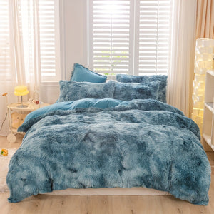 3pcs Y2K Tie Dye Plush Duvet Cover Set ( 1 Duvet Cover + 2 Pillowcase), Soft & Warm Bedding Set