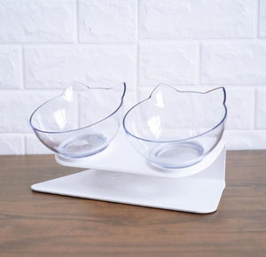 New Inclined Food Cat Ear Oblique Mouth Transparent Single Pet Bowl - You Offer
