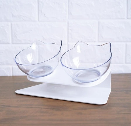 New Inclined Food Cat Ear Oblique Mouth Transparent Single Pet Bowl - You Offer