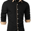 Men's Statement Trim Casual Trim Contrast Color Long Sleeve Shirt