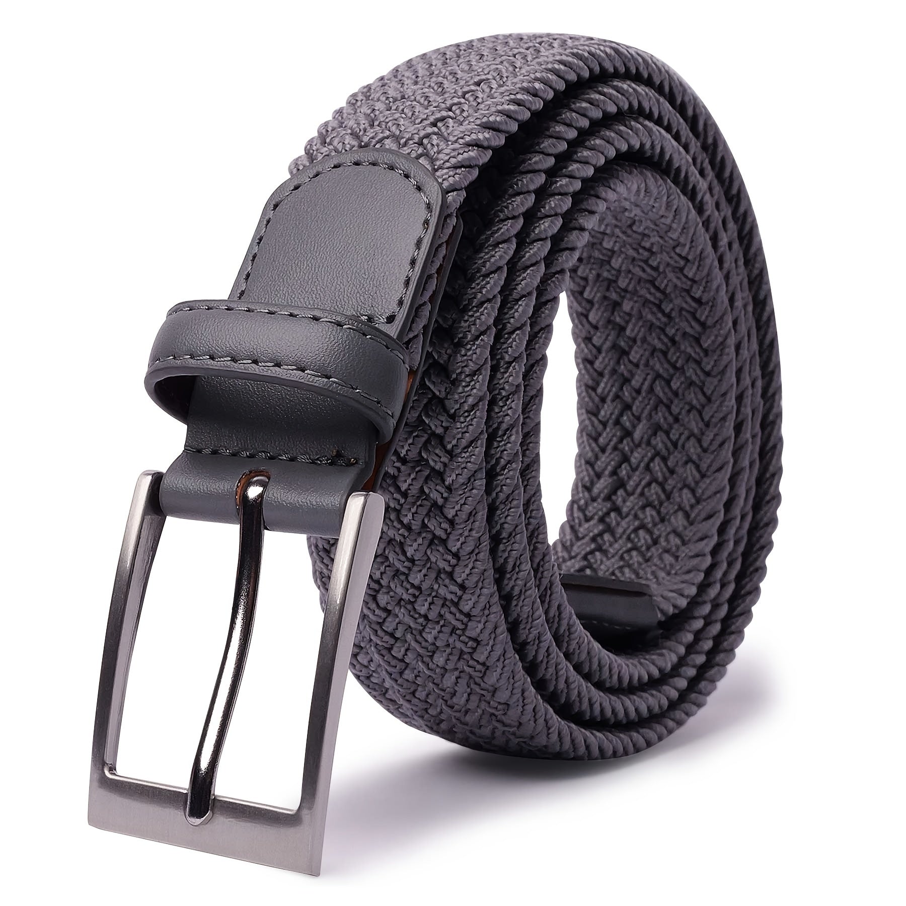 [LCG LUCHENGYI Elastic Belt] LCG LUCHENGYI Unisex Braided Elastic Belts | Stretch Woven Fabric with Square Buckle for Jeans, Golf Shirts, and Casual Wear | Black, Adjustable Fit, Structured Design, Durable Belt Fabric