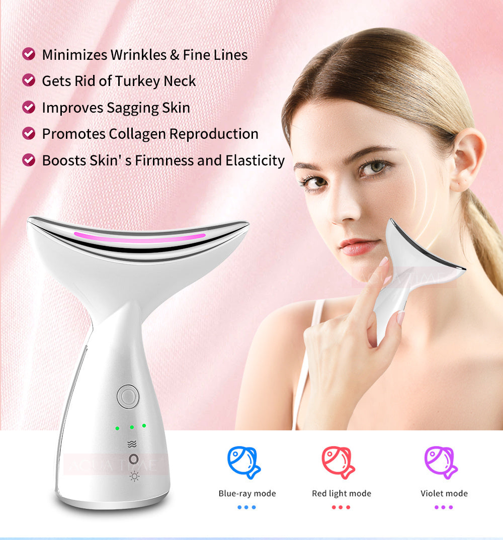 EMS Microcurrent Neck Face Beauty Device With 3 Colors LED Photon Therapy Skin Tighten Reduce Double Chin Face Lifting Devices - You Offer