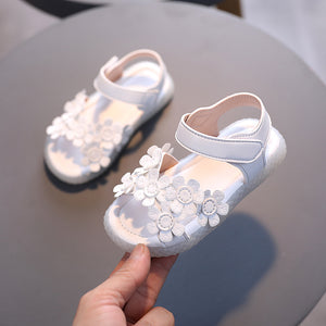 Adorable Girls Flower Sandals - Cute & Comfortable with Non-slip Soft Sole - Secure Slip-on Hook & Loop Fastener - Perfect for Playful Summer Days