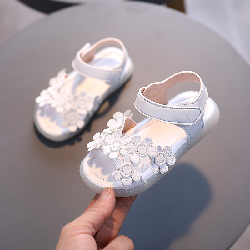 Adorable Girls Flower Sandals - Cute & Comfortable with Non-slip Soft Sole - Secure Slip-on Hook & Loop Fastener - Perfect for Playful Summer Days