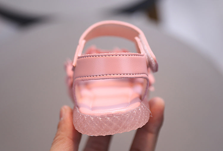Adorable Girls Flower Sandals - Cute & Comfortable with Non-slip Soft Sole - Secure Slip-on Hook & Loop Fastener - Perfect for Playful Summer Days