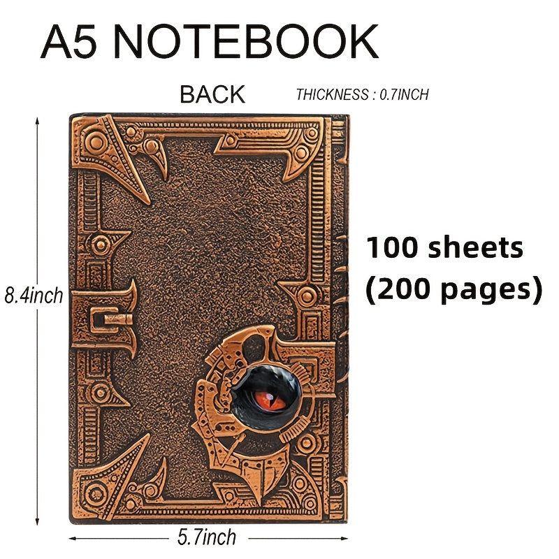AOXUNDIY Embossed Dragon Journal Notebook, Animal Theme Plain Ruling Writing Pad with 3D Metal Dinosaur Design, Dinosaur Room Decor