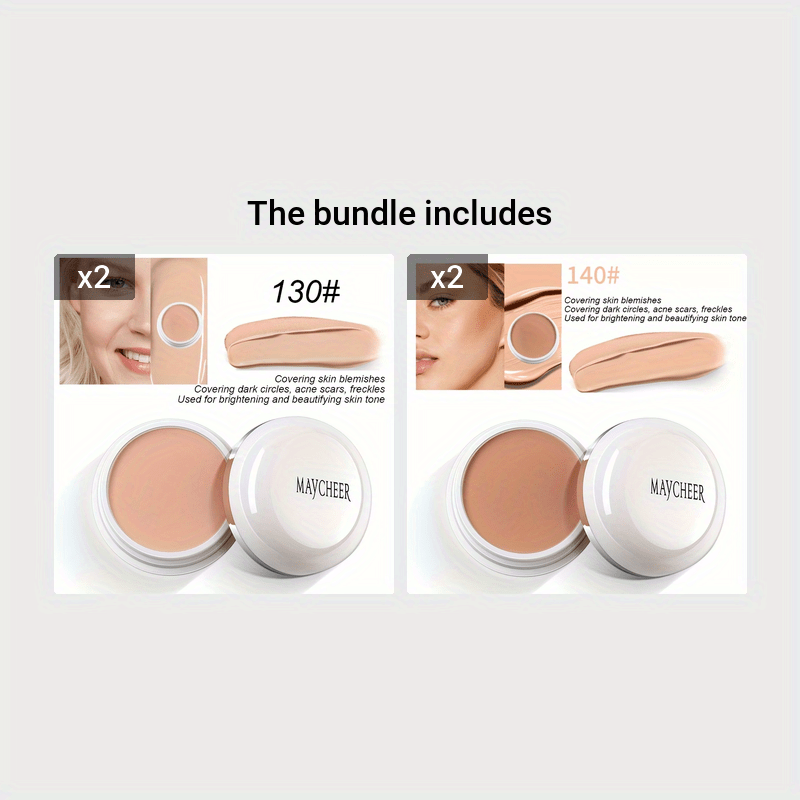 2 Tone High Coverage Concealer Cream, Concealer For Dark Circles Acne Marks Spot Freckles Blemishes, Long Wear Waterproof Liquid Foundation Cream Contain Plant Squalane