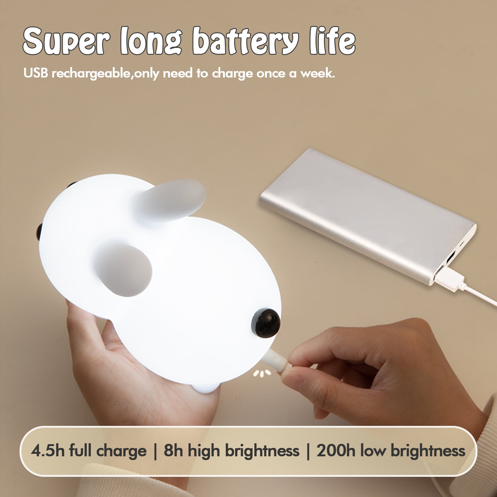 1 Jade Rabbit Silicone Night Light Creative Gift USB Charging Colorful Remote Control Dimming Touch Sleep LED Lights