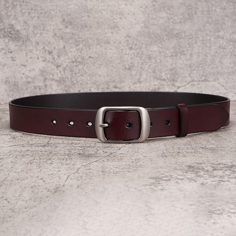 [Genuine Leather Belt for Women] Genuine Leather Belt for Women - Elegant Brown Leather Strap with Metallic-like Buckle, Versatile Fashion Accessory, Sophisticated Design, Highquality Craftsmanship, Stylish Waistband, Durable