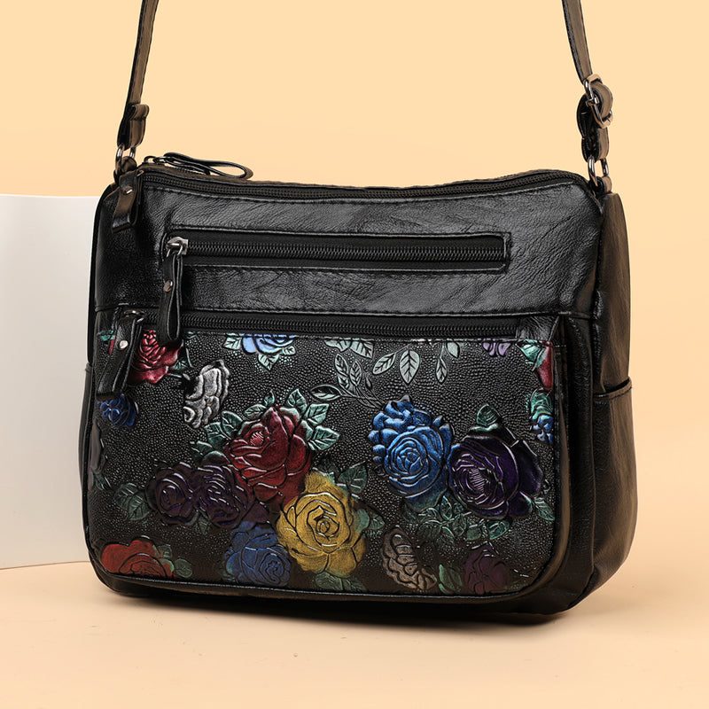 Fashionable Floral Print Crossbody Bag - Adjustable Strap, Zipper Closure, Foldable, Polyester Lining, Messenger Bag for Women - Casual, Stylish, and Practical