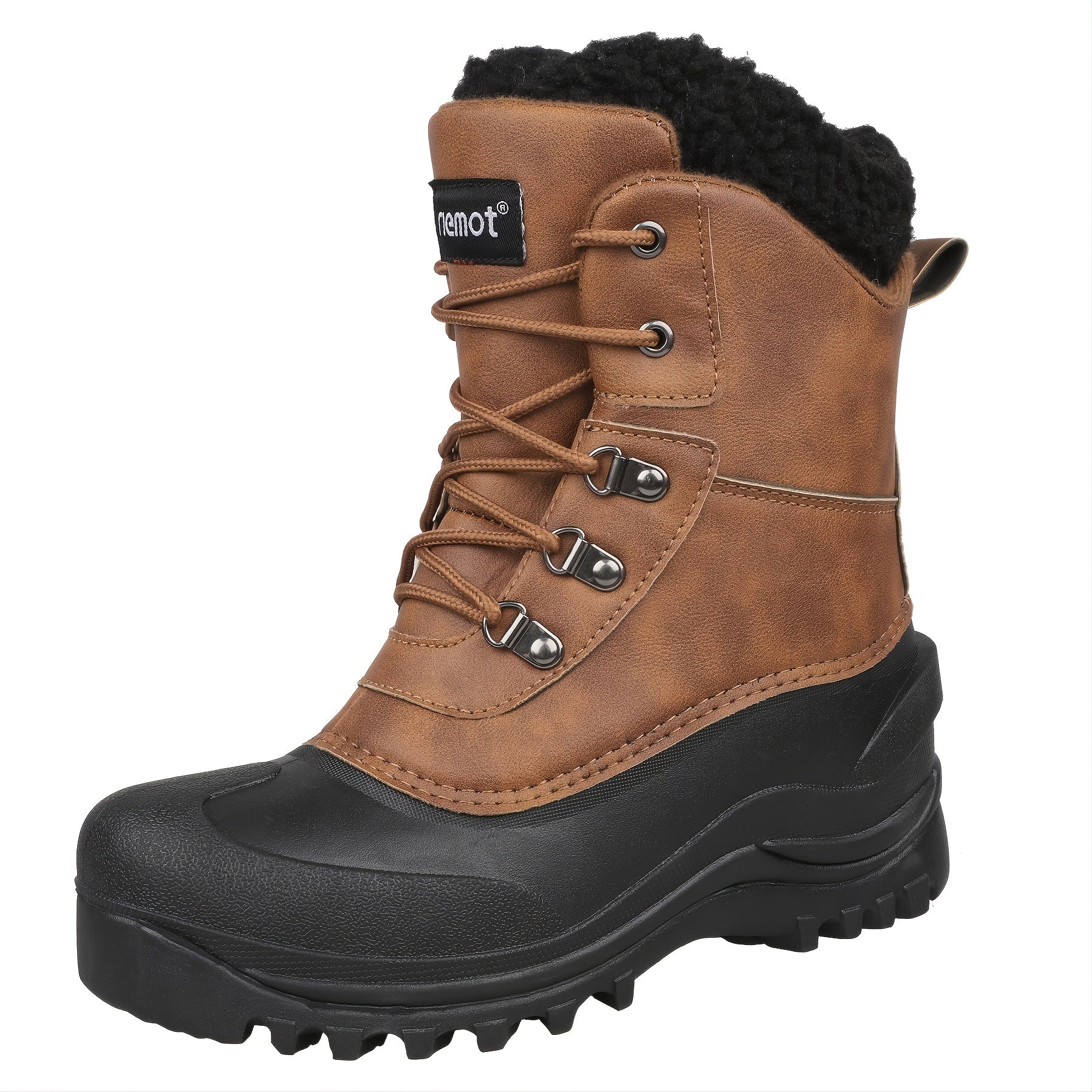 [Popular Choice] Riemot Men's High Quality Snow Boots - Durable, Non-Slip Traction Sole for Hiking, Trekking & Gardening - Warm Fleece Lined Ankle Support, Lace-Up Closure- Versatile All-Season Outdoor Footwear, Winter Hiking