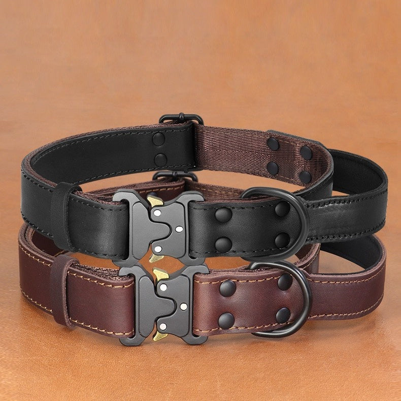 Leather Explosion-proof Large Dog Bandana Leather Pulling Rope - You Offer