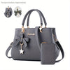 Chic Bow Decor Handbag for Women - Versatile Top Handle Satchel with Coin Purse, Adjustable Strap, And Zip Closure - Available in Khaki, Dark Pink, Light, - Synthetic Material with Acrylic Lining, Cute Handbag