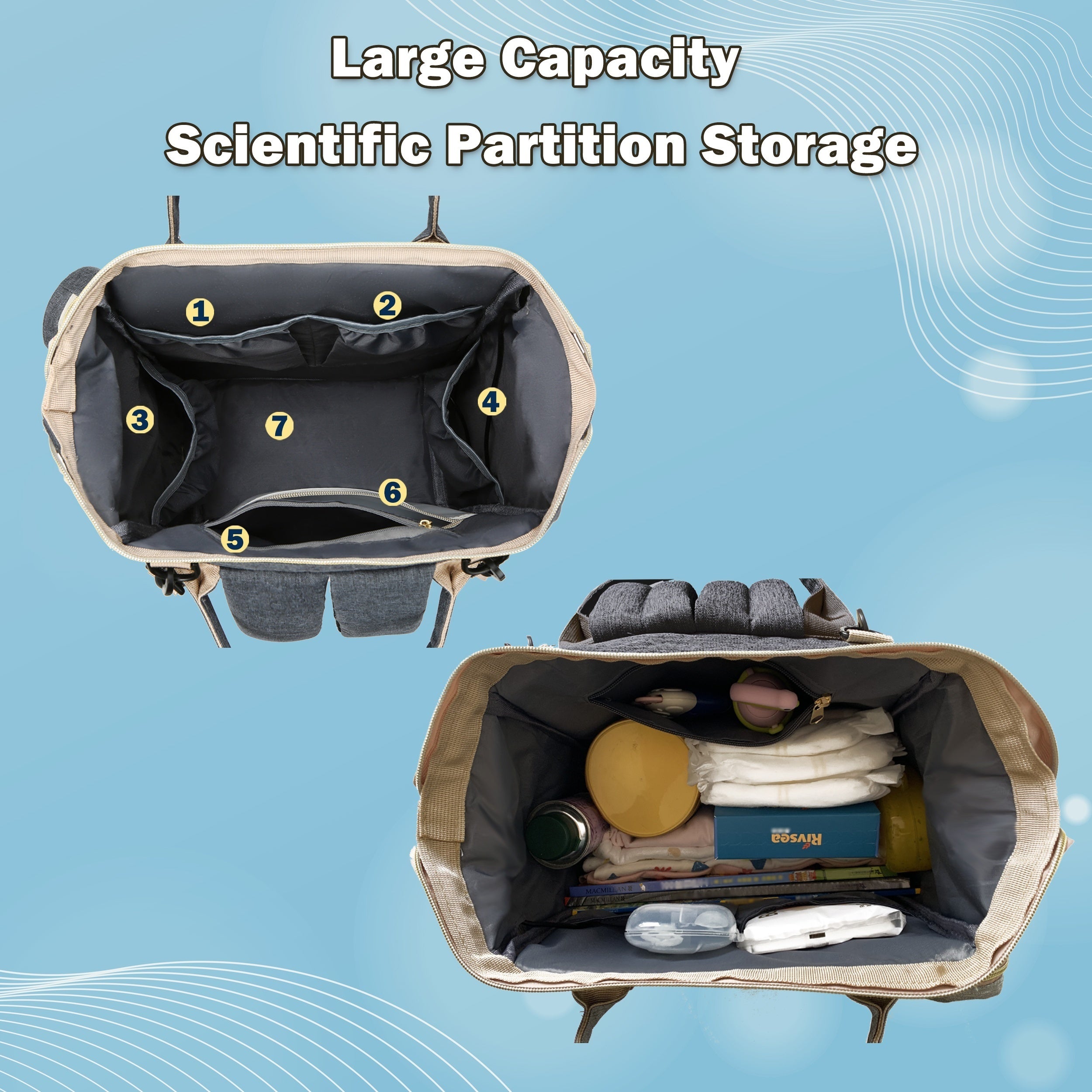 [Diaper Bag Backpack] Lamroro Diaper Bag Backpack, Bags for Boys Girls, Diaper Backpack Bag with a changing station, Multifunction Large Travel Back Pack, Registry Search, Essential Gifts