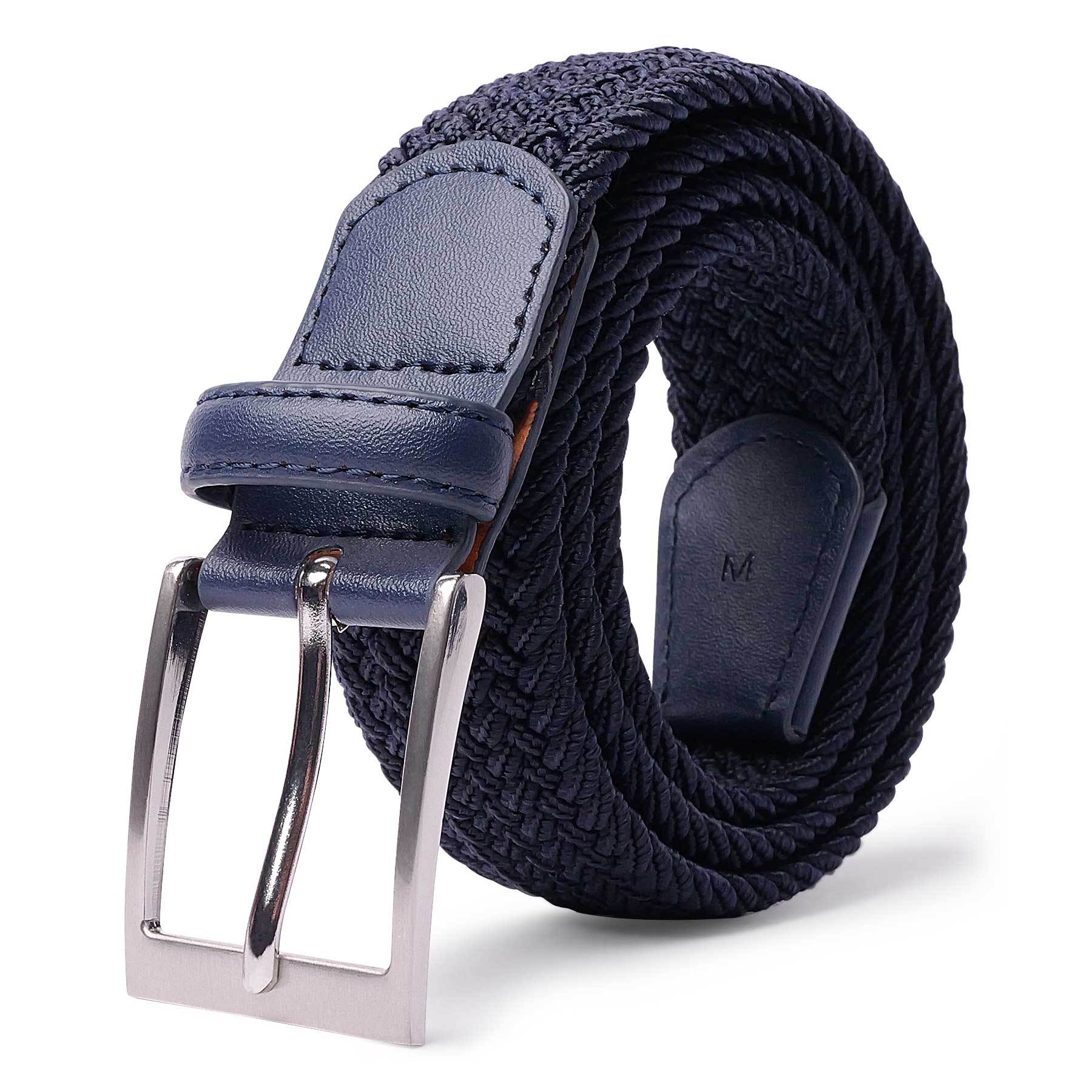 [LCG LUCHENGYI Elastic Belt] LCG LUCHENGYI Unisex Braided Elastic Belts | Stretch Woven Fabric with Square Buckle for Jeans, Golf Shirts, and Casual Wear | Black, Adjustable Fit, Structured Design, Durable Belt Fabric