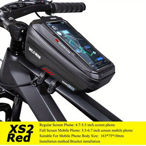 WILD for Man Bike Bag Front Handlebar Bag 6.8inch Mobile Phone Case Bicycle Top Tube Bag Cycling Accessories