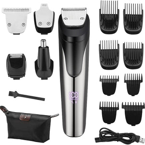 Beard Trimmer For Men, All-in-One Men's Hair Clipper Hair Trimmer, Mustache Body Nose Ear Facial Cutting Shaver, Electric Razor Grooming Kit, USB Rechargeable Cordless & Led Display, Holiday Gift For Him Father's Day Gift