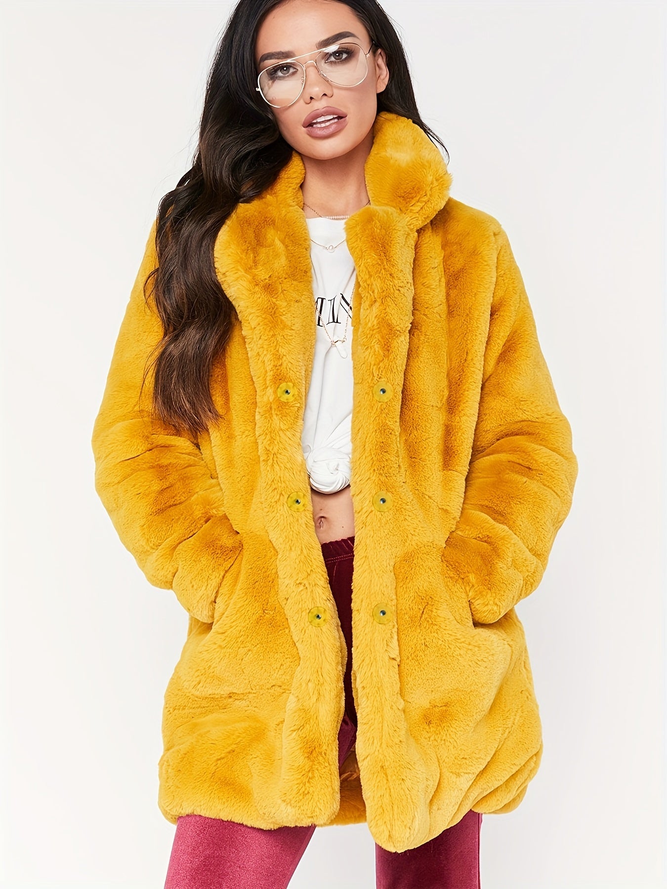 Warm Plush Winter Long Sleeve Coat, Casual Loose Fashion Teddy Outerwear for Women