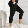 Women's High-Waisted 7/8 Length Leg Workout Leggings - Full-Length Leg Muscle-Building Gym Pants with Pockets, Solid Green Yoga Pants for Cycling, Pilates, Training | All-Season Fitness Pants with 7/8th Leg Coverage, Smooth T