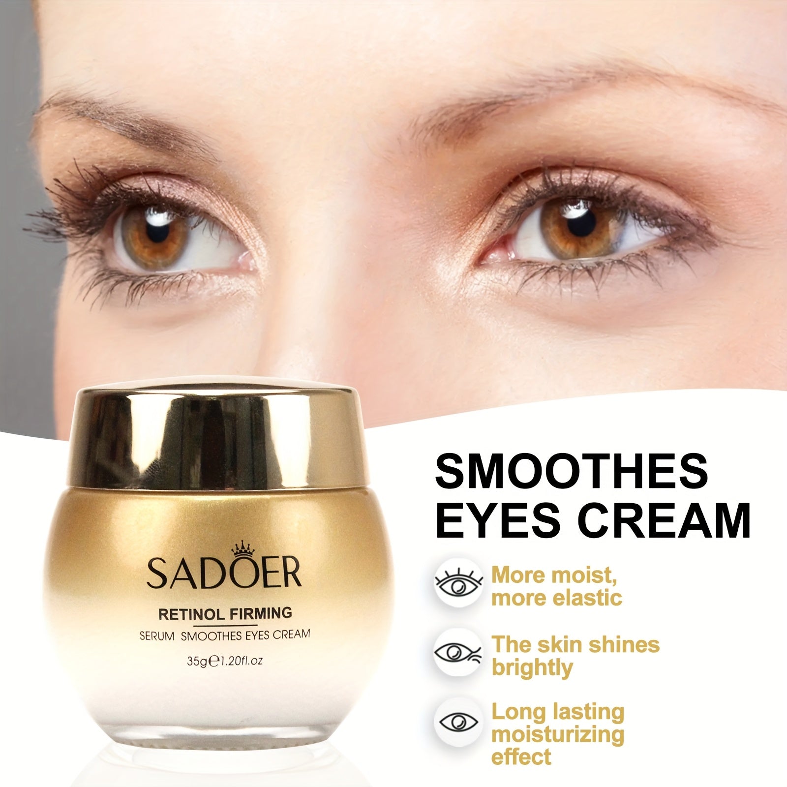Retinol Firming Eye Cream - Contains Hyaluronic Acid, Plant-based Squalane Ingredients, Hydrating, Moisturizing Eye Light Beige, Firming Eye Light Beige, Moisturizing Eye Cream